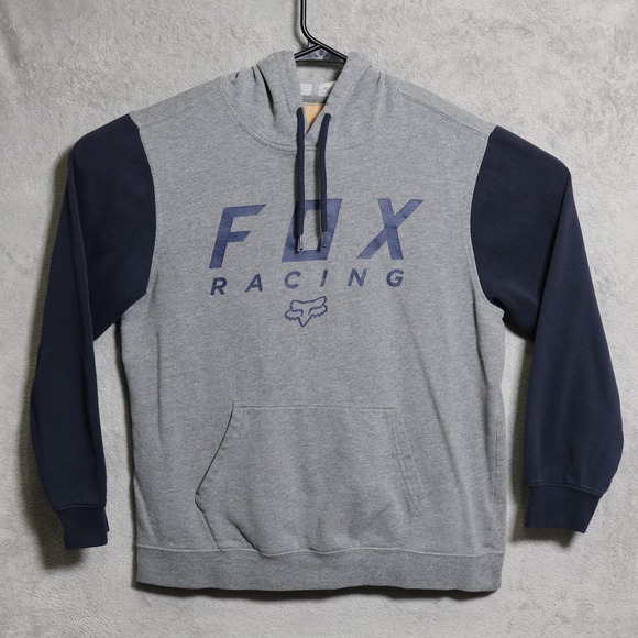 Fox Other - Fox Racing Hoodie Mens Medium Gray Navy Blue Pullover Graphic Logo Offroad